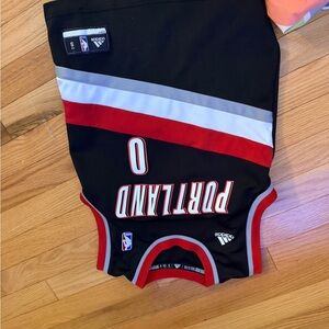 adidas Black Portland Trail Blazers #0 Jersey with Red and White Accents